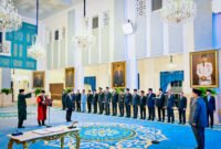 Presiden Prabowo Subianto menyaksikan pengucapan sumpah Adies Kadir sebagai Hakim Konstitusi di Istana Negara Jakarta, pada Kamis, 5 Februari 2026. (Foto: BPMI Setpres).