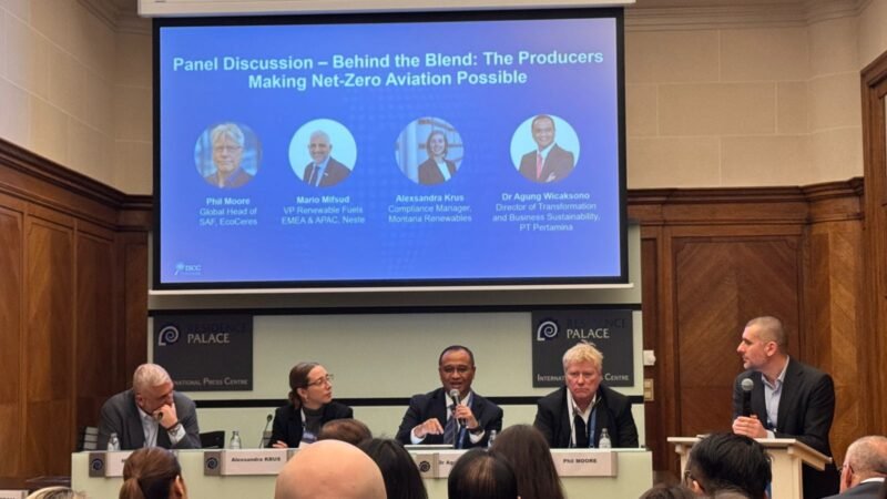 tersebut disampaikan oleh Direktur Transformasi dan Keberlanjutan Bisnis Pertamina Agung Wicaksono, dalam diskusi panel internasional bertajuk “Behind the Blend: The Producers Making Net-Zero Aviation Possible” pada ISCC Global Sustainability Conference 2026 di Brussel, Belgia. 