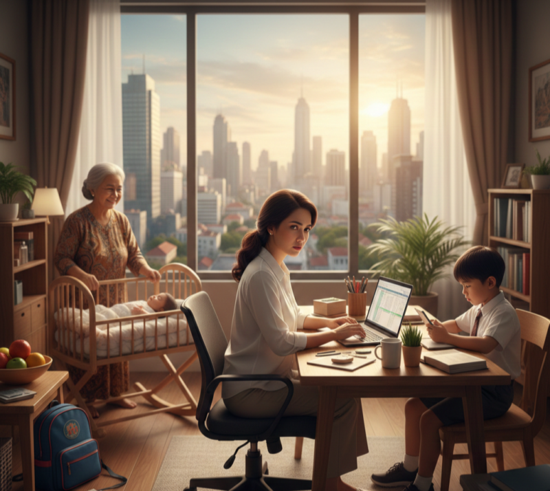 Generasi sandwich. (Foto ilustrasi/AI)