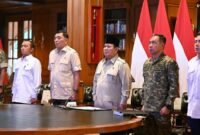 Presiden Prabowo Subianto saat meresmikan 218 jembatan secara virtual. (Foto: Biro Pers Sekretariat Presiden).