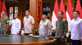 Presiden Prabowo Subianto saat meresmikan 218 jembatan secara virtual. (Foto: Biro Pers Sekretariat Presiden).