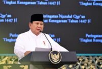 Presiden Prabowo, dalam acara Nuzulul Qur'an tingkat kenegaraan tahun 1447 H/2026 M di Istana Negara, Kompleks Istana Kepresidenan, Jakarta Pusat, Selasa (10/3/2026).