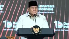 Presiden Prabowo saat menghadiri acara tasyakuran Hari Ulang Tahun (HUT) ke-1 Danantara Indonesia yang digelar di Wisma Danantara pada Rabu, 11 Maret 2026.