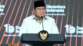 Presiden Prabowo saat menghadiri acara tasyakuran Hari Ulang Tahun (HUT) ke-1 Danantara Indonesia yang digelar di Wisma Danantara pada Rabu, 11 Maret 2026.