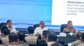 Menko PMK, Pratikno dalam Rapat Koordinasi Persiapan Hari Raya Idulfitri 1447 H/2026 M di Auditorium Mutiara, Sekolah Tinggi Ilmu Kepolisian, Jakarta Selatan, pada Senin (2/3/2026).