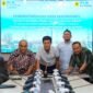 Direktur Utama PT Berkah Inti Daya Eri Prabowo,  Direktur Utama PT Young Aviation Indonesia Jung Young Geun, Direktur Biomassa PLN EPI Hokkop Situngkir dan Direktur Utama PLN EPI Investasi, Yongky Permana Ramlan dalam acara penandatanganan nota kesepahaman (_Memorandum of Understanding_/MoU) terkait pengelolaan potensi pemanfaatan tanaman energi dan pangan sorgum sebagai sumber biomassa di Jakarta. (Dok: PLN EPI)