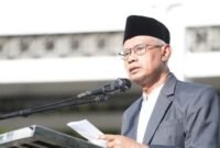 Ketua Umum Muhammadiyah, Haedar Nashir, selepas menunaikan dan menyampaikan Khutbah Idulfitri 1447 H di Universitas Muhammadiyah Yogyakarta (UMY), pada Jumat (20/3/2026). (Dok: Muhammadiyah)