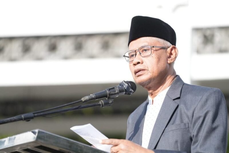 Ketua Umum Muhammadiyah, Haedar Nashir, selepas menunaikan dan menyampaikan Khutbah Idulfitri 1447 H di Universitas Muhammadiyah Yogyakarta (UMY), pada Jumat (20/3/2026). (Dok: Muhammadiyah)