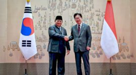 Presiden Republik Indonesia Prabowo Subianto melakukan pertemuan bilateral dengan Presiden Republik Korea Lee Jae Myung di Istana Kepresidenan Republik Korea, Cheong Wa Dae (Blue House), pada Rabu, 1 April 2026. (Foto: BPMI Setpres)