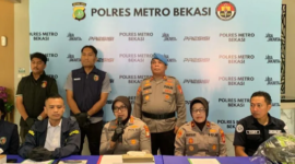 Konferensi pers kasus penyiraman air keras di Bekasi.