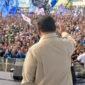 Presiden Prabowo Subianto  hadiri peringatan hari buruh nasional di Monas, Jakarta. 